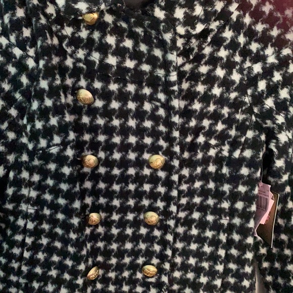 vintage jUicy couture montaigne houndstooth pea coat jacket size XL New - Picture 6 of 6